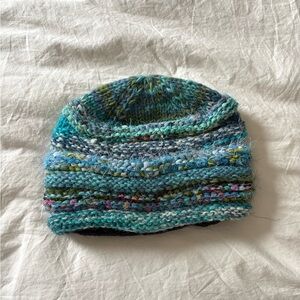 Hand-knit Fleece-lined Wool Beanie (like new) Boho Eclectic